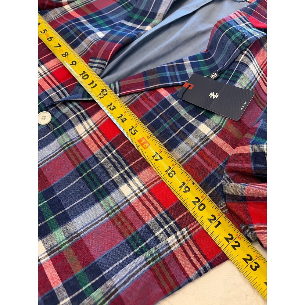 NWT IZOD Plaid Linen Blend Sport Coat Blazer 42S Preppy Derby Golfcore - Picture 11 of 14